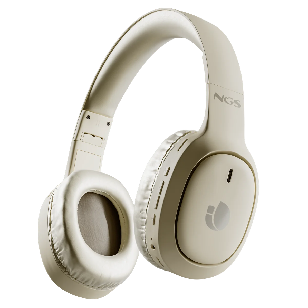 Auriculares NGS Artica Tempest en beige, vista de tres cuartos