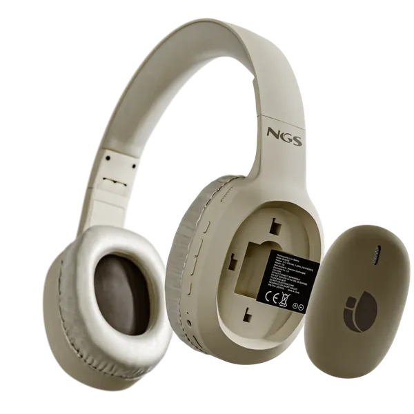 Auriculares NGS Artica Tempest en beige, batería extraíble