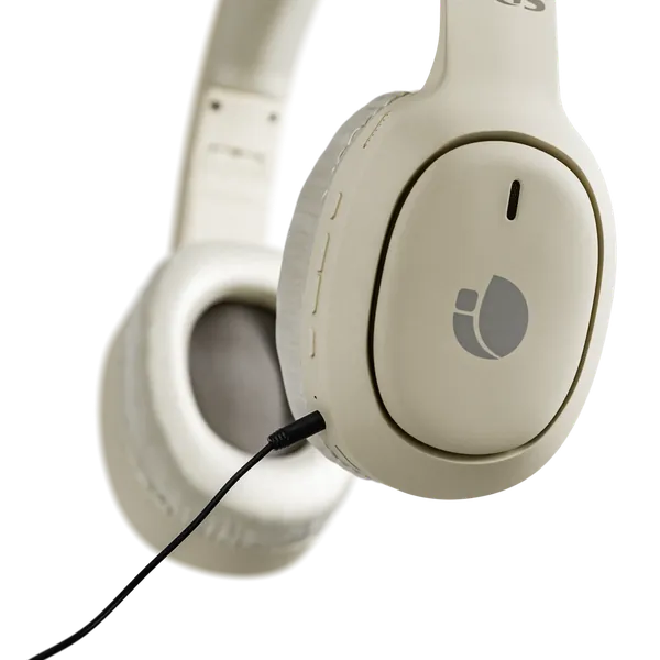 Auriculares NGS Artica Tempest en beige, con cable jack