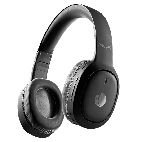 Auriculares NGS Artica Tempest en negro, vista de tres cuartos