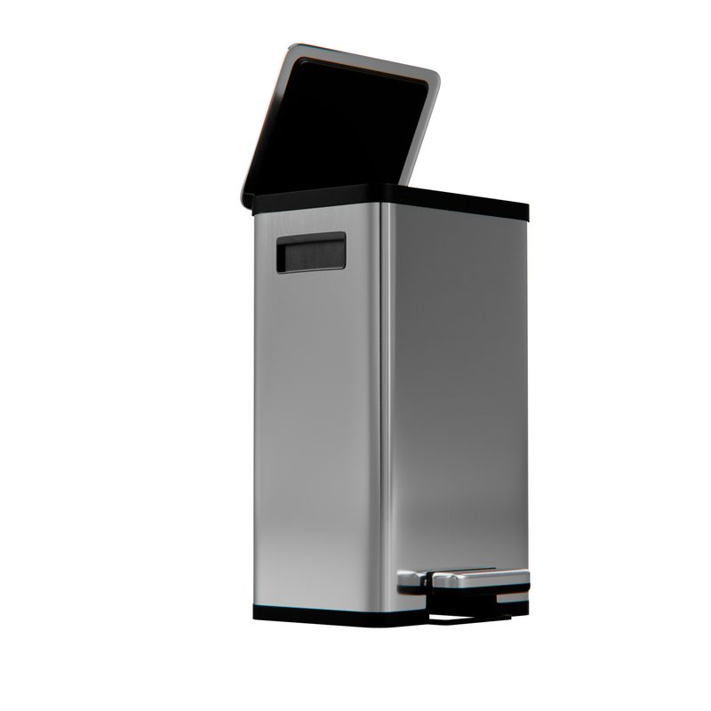 3D pedal bin, stainless steel finish, lid open