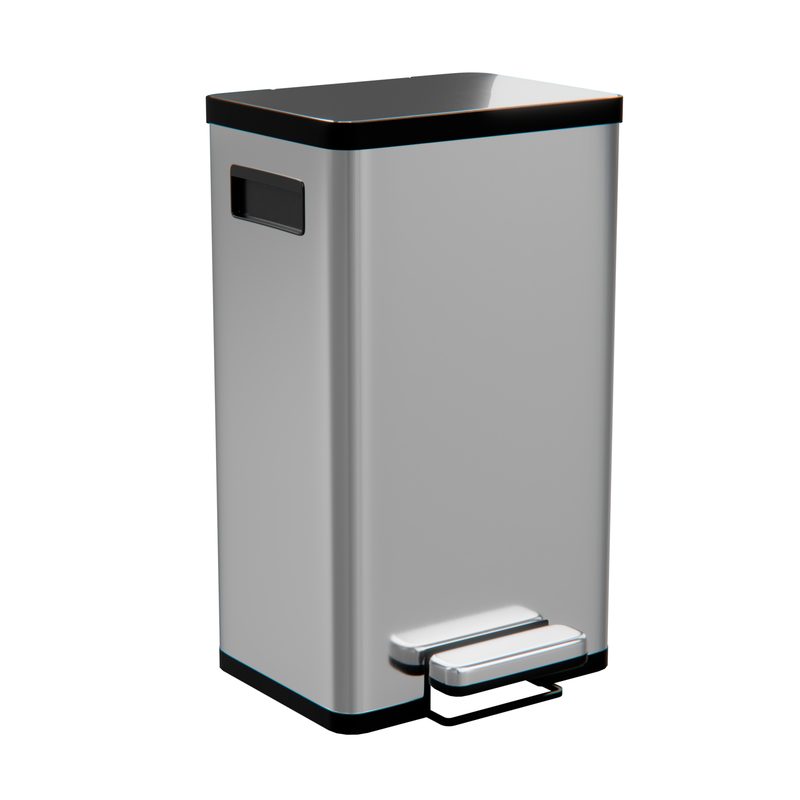 3D pedal bin, stainless steel finish, view 1