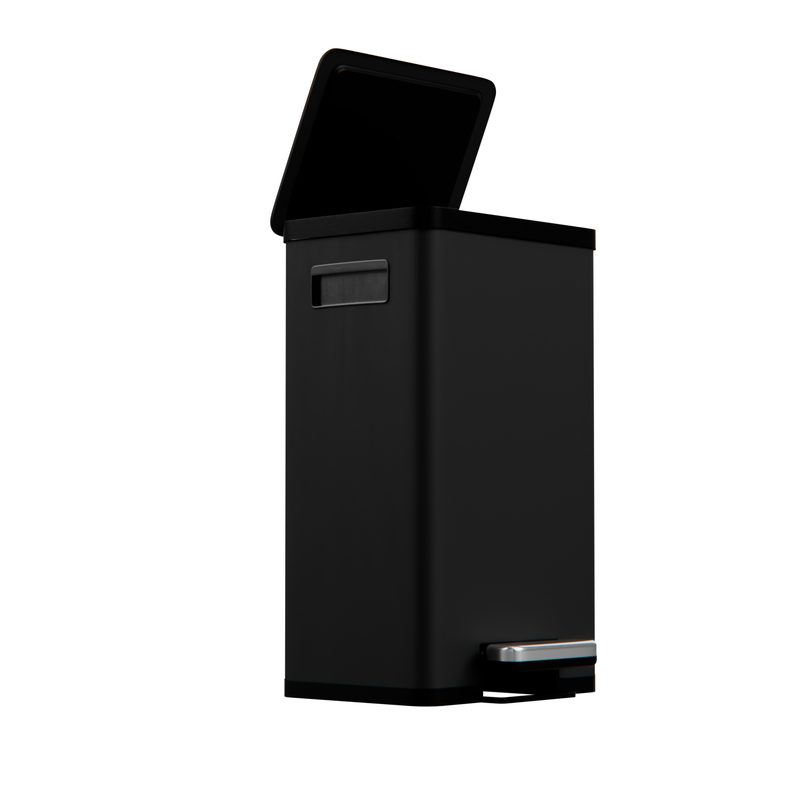 3D pedal bin, black finish, lid open